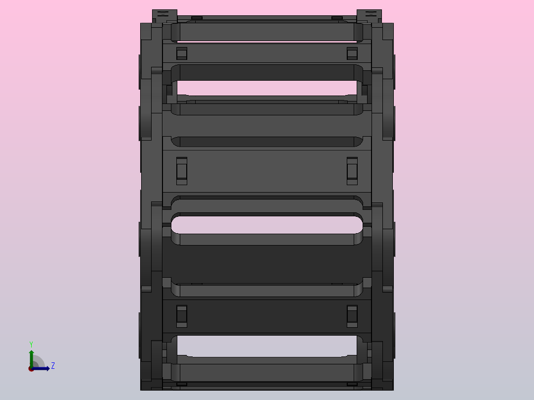内高35弯曲半径75两侧打开型DA桥式拖链DMD35BDA-35-117-75R-30左视图