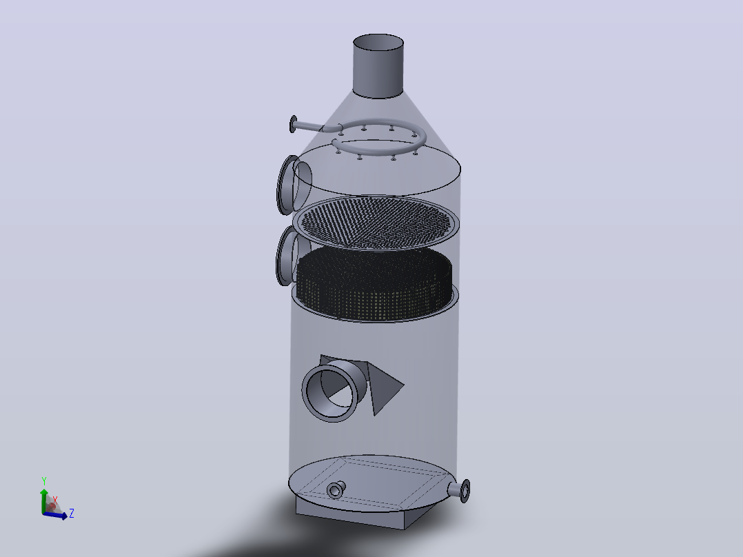 用于排气过滤器的湿式洗涤器主视图