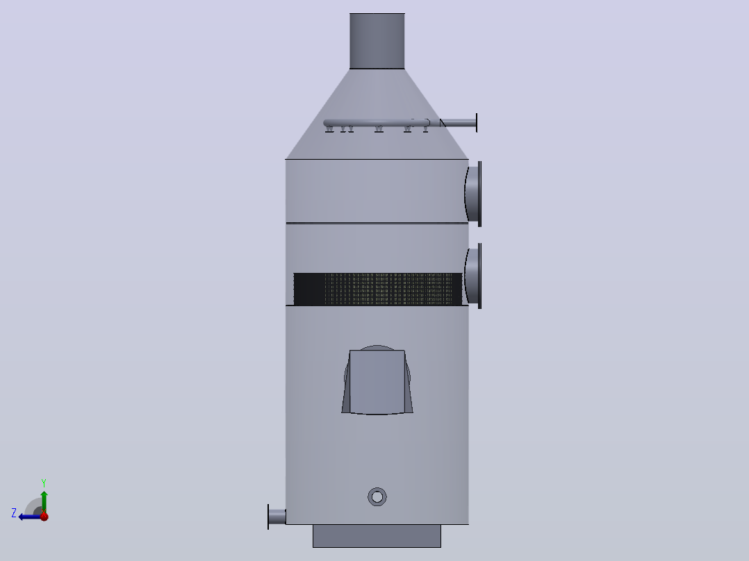 用于排气过滤器的湿式洗涤器右视图