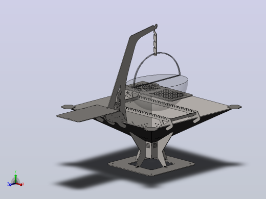 烤架结构3D图纸 Solidworks设计 附dxf平面工程图