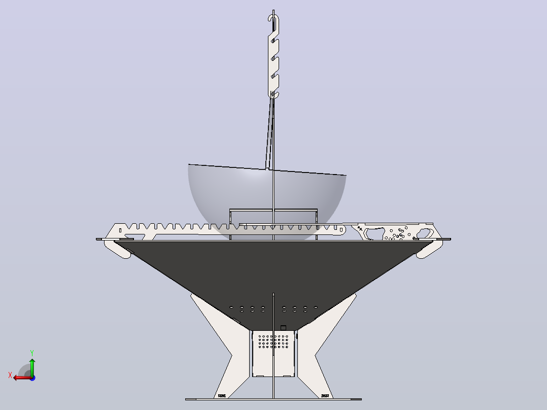 烤架结构3D图纸 Solidworks设计 附dxf平面工程图后视图