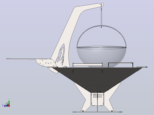烤架结构3D图纸 Solidworks设计 附dxf平面工程图右视缩略图