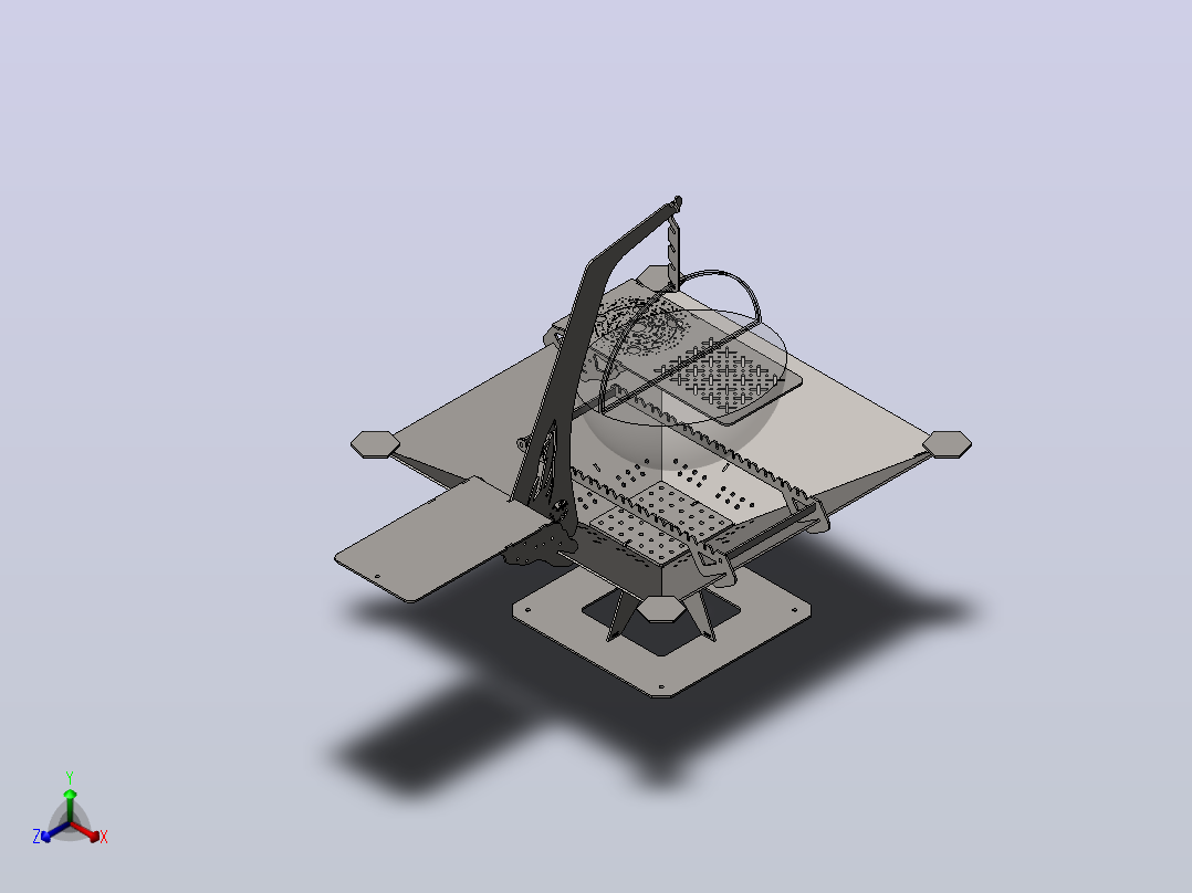 烤架结构3D图纸 Solidworks设计 附dxf平面工程图正等轴测图