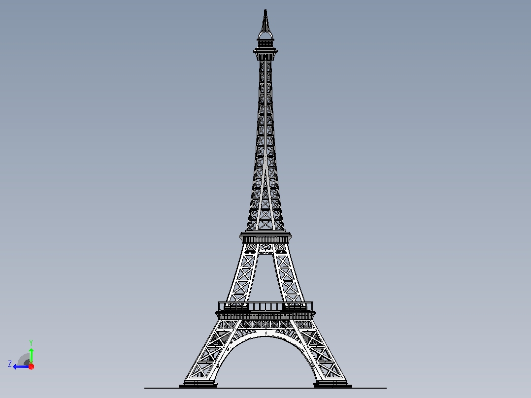 埃菲尔铁塔，金属板拼图，3d拼图右视图