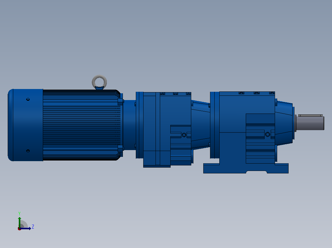 R27R17底脚轴伸式安装组合型斜齿轮减速机R27R17-Y0.18-4P-63-M1-0°左视图