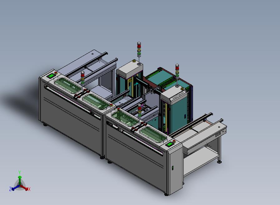 电子产品自动化生产流水线设备正等轴测图