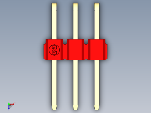 彩色公排针 100mil 2.54mm 系列-DS1022_red_2x03p_100mil_TypeD_rev1.0俯视缩略图
