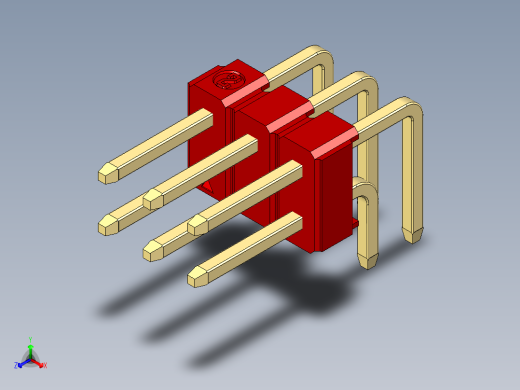 彩色公排针 100mil 2.54mm 系列-DS1022_red_2x03p_100mil_TypeD_rev1.0正等轴测缩略图