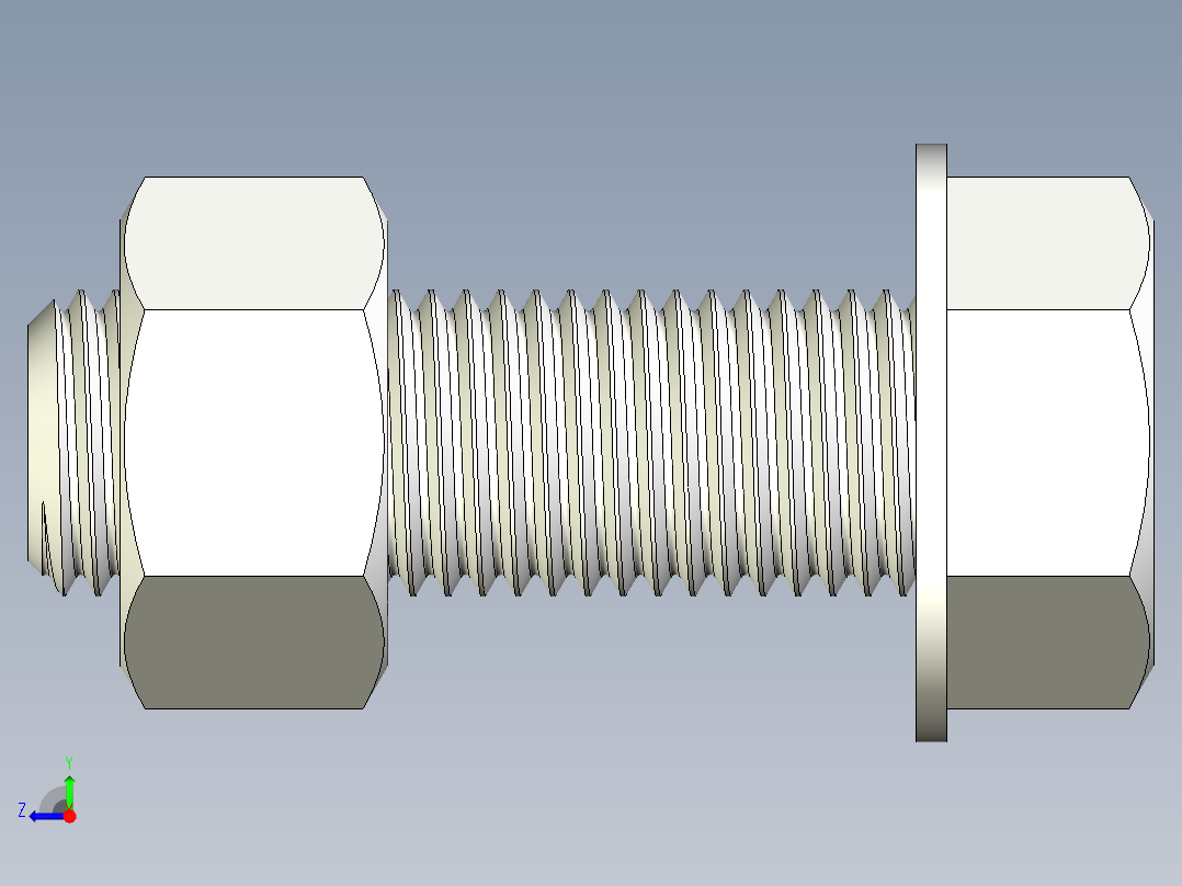 螺栓和六角螺母-1 14 - 7 UNC右视图