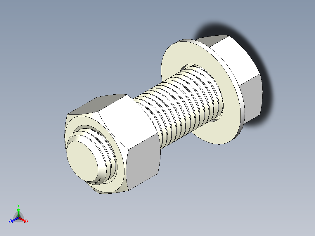 螺栓和六角螺母-1 14 - 7 UNC正等轴测图