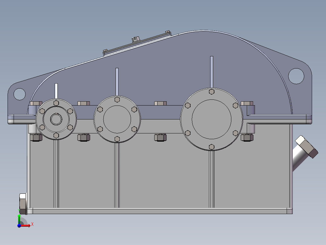 二级圆柱斜齿减速+爆炸动画前视图