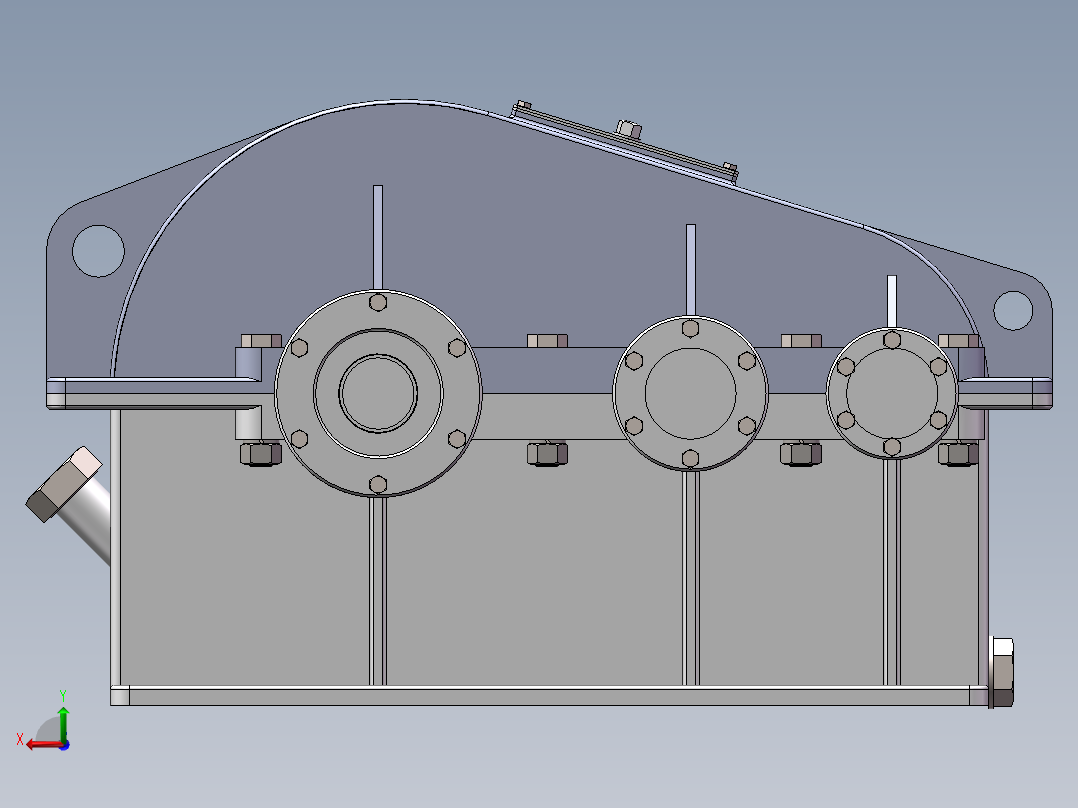 二级圆柱斜齿减速+爆炸动画后视图