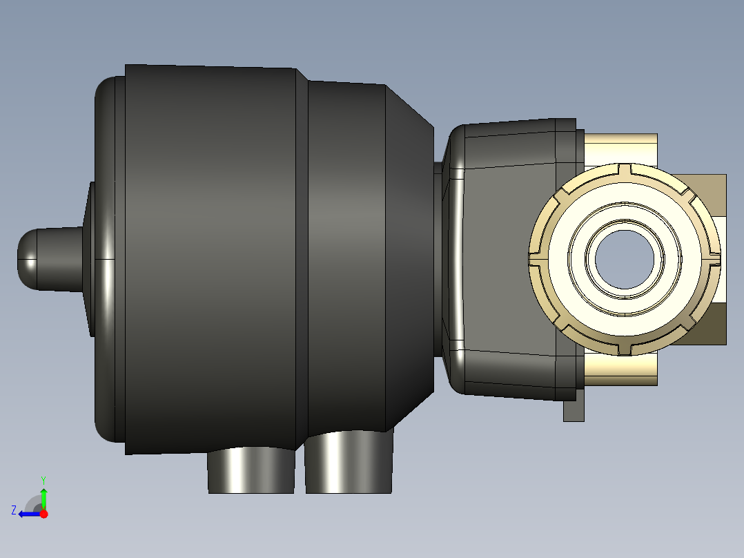 5DKUIMCP NO 气动隔膜阀常开，与女性的两端，公制系列PP-H右视图