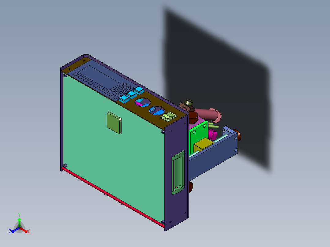 Y轴带旋转高效平台硅胶机正等轴测图