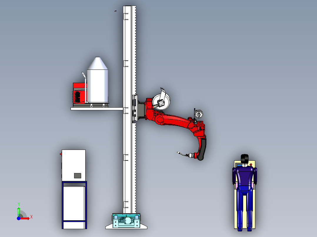 双工位立式焊接机构调试模拟前视图