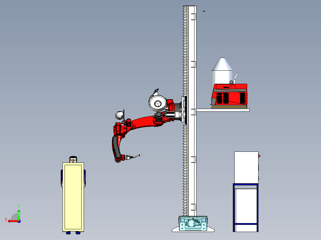 双工位立式焊接机构调试模拟后视图