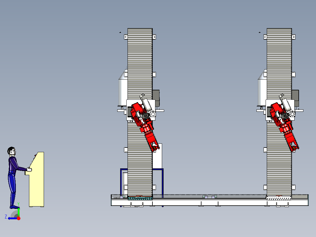 双工位立式焊接机构调试模拟右视图