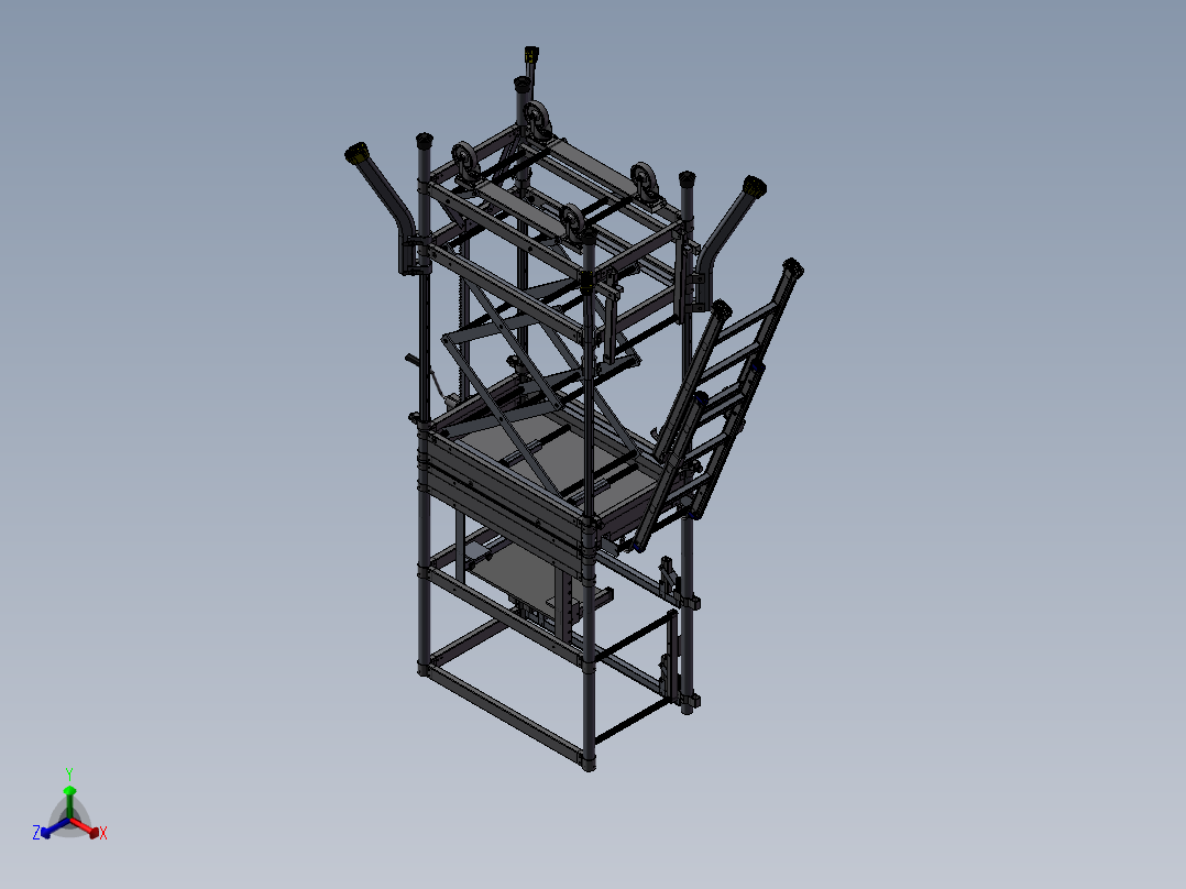 剪叉式升降机 、剪叉式登高平台正等轴测图