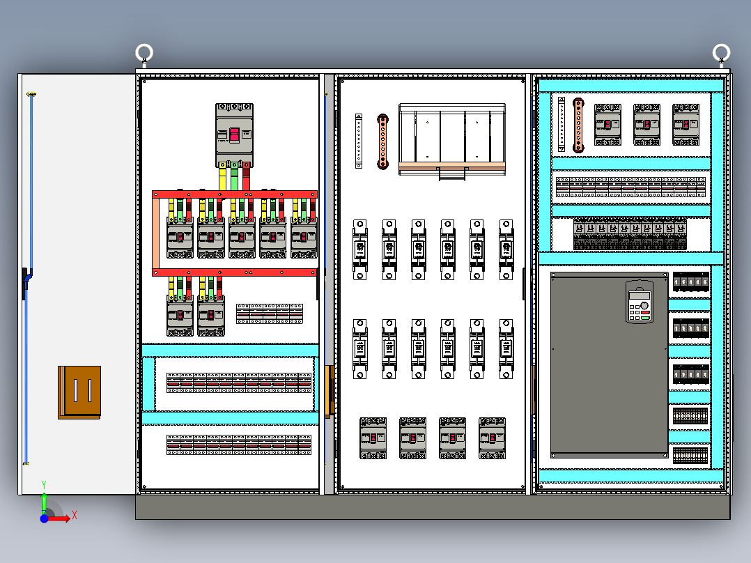 三柜组装630A正装刀开关变频器控制柜 55897前视图