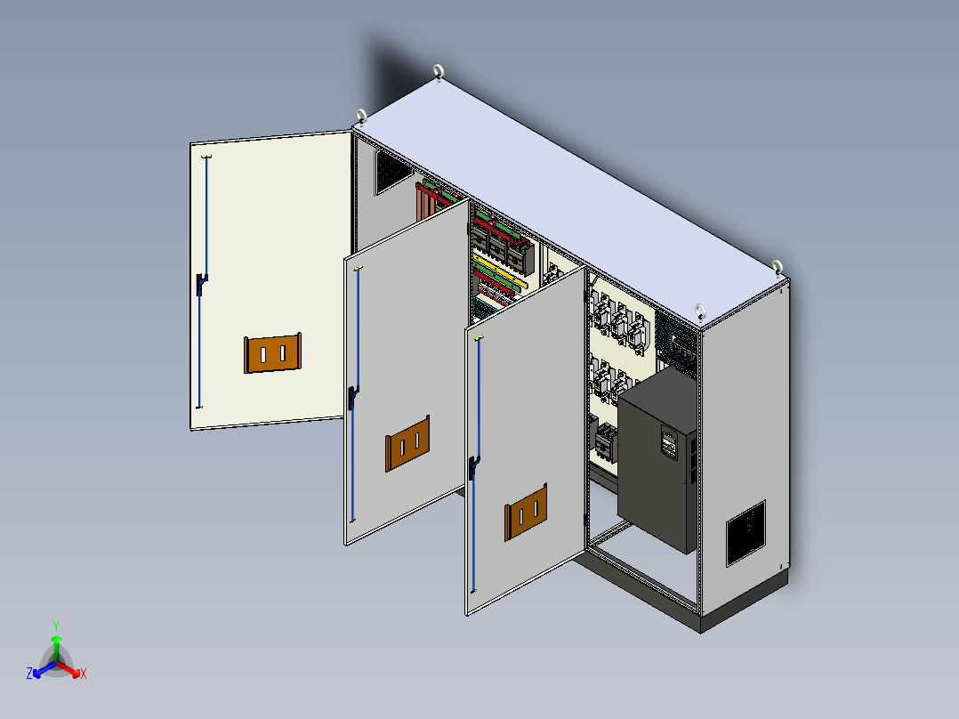 三柜组装630A正装刀开关变频器控制柜 55897正等轴测图