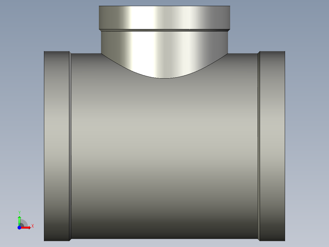 螺纹管三通-异径 DN80-DN50前视图