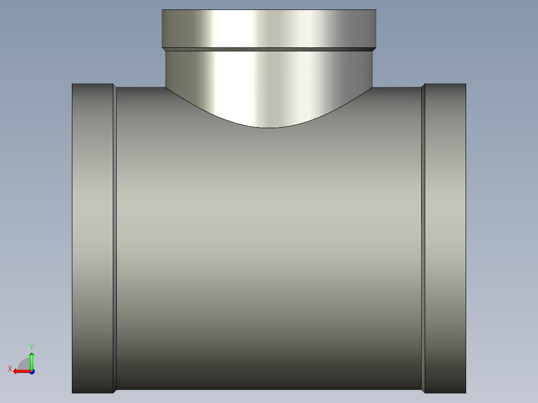 螺纹管三通-异径 DN80-DN50后视图