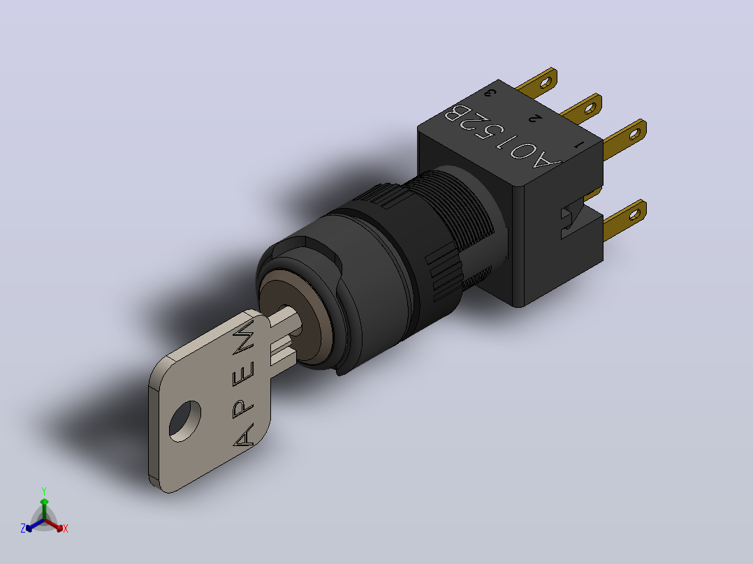 APEM A0152B带钥匙开关主视图