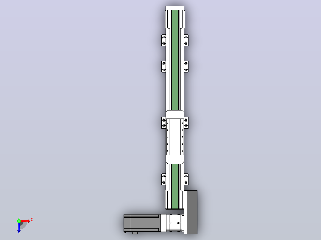 DMEB65-LBCR欧规同步带模组直线模组（电机左后折）[DMEB65-L15S350-DT400-C2U-LBCR]俯视图