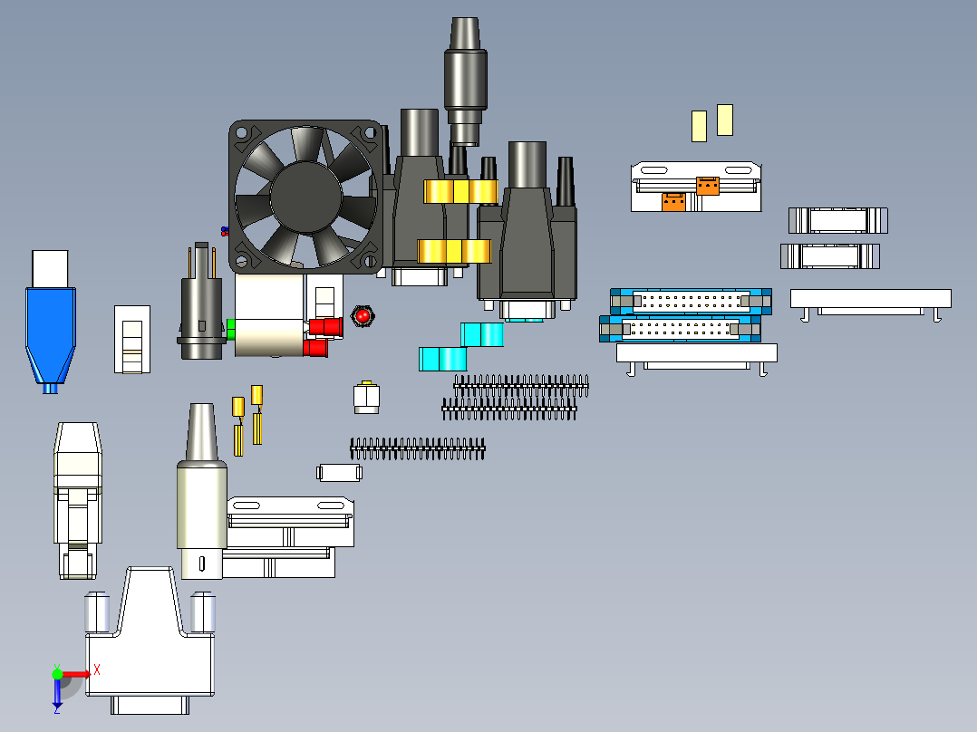 连接器 - 电气元件俯视图