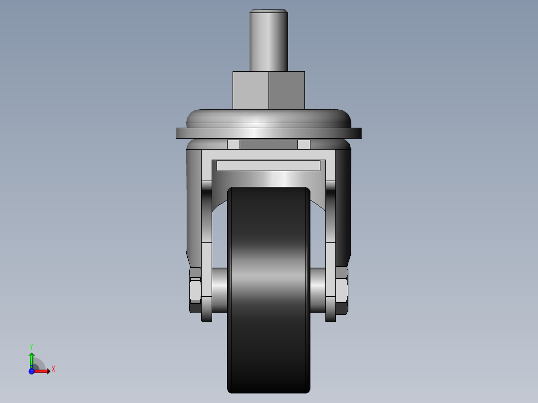 两款50轴式万向脚轮3d图纸前视图