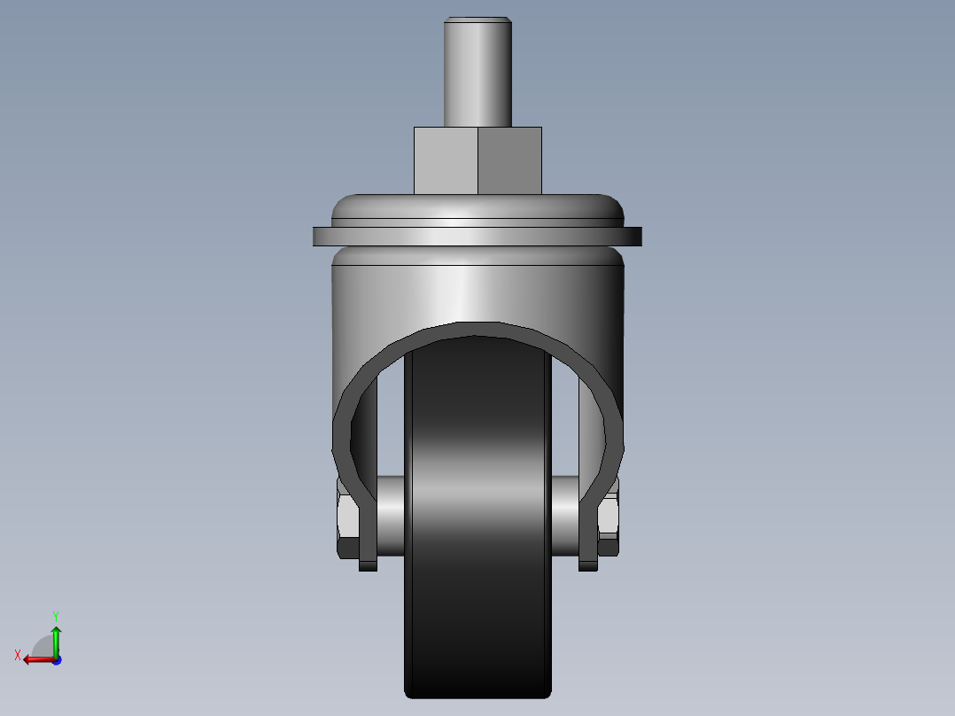 两款50轴式万向脚轮3d图纸后视图