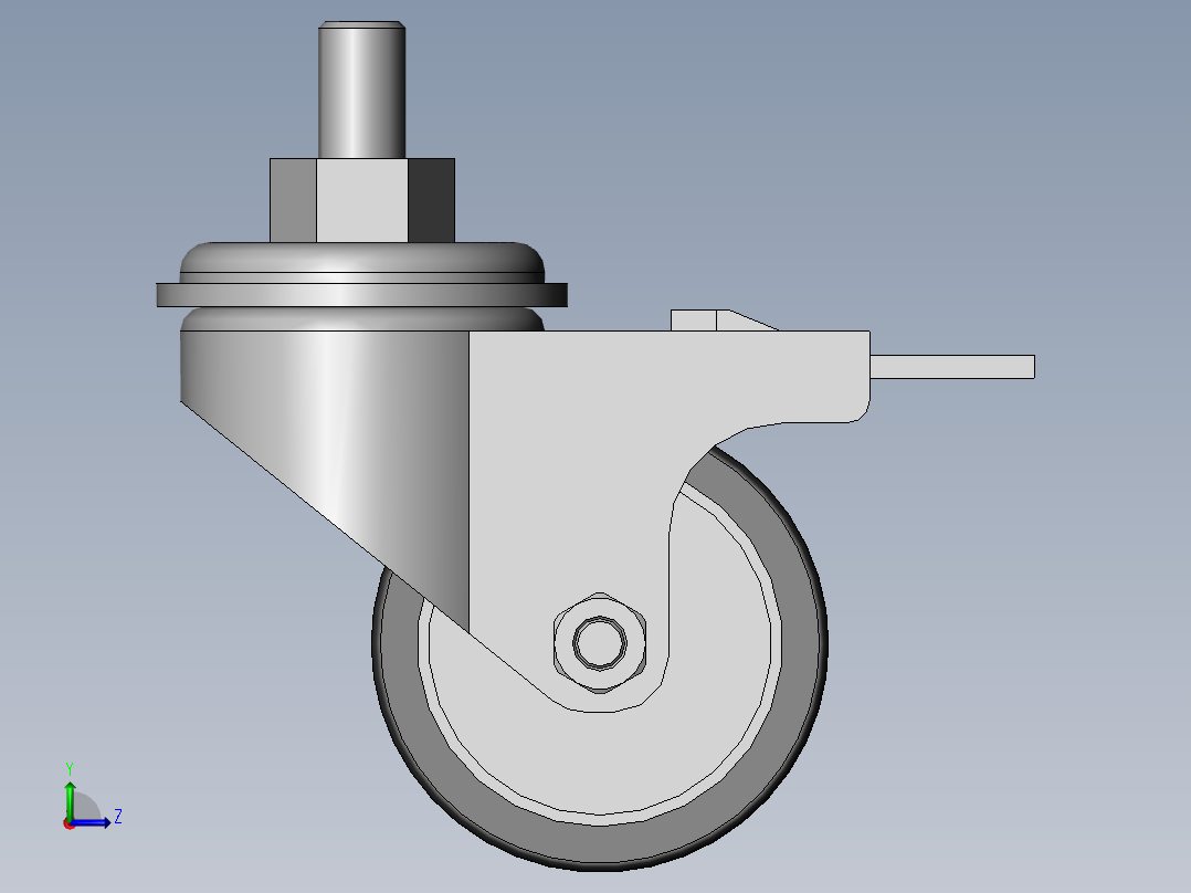 两款50轴式万向脚轮3d图纸左视图