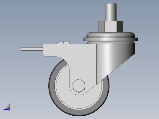 两款50轴式万向脚轮3d图纸右视缩略图
