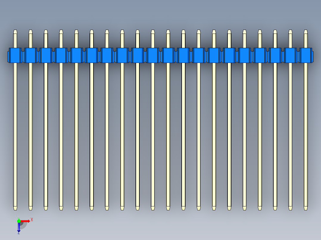 彩色公头100mil（2.54mm）系列-DS1021_blue_2x20p_100mil_Type43_rev1.0俯视图