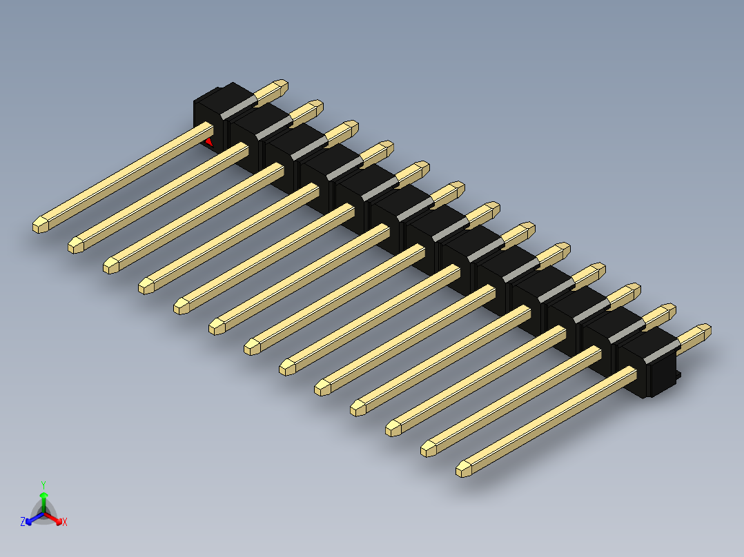 彩色公头100mil（2.54mm）系列-DS1021_black_1x13p_100mil_Type5_rev1.0主视图