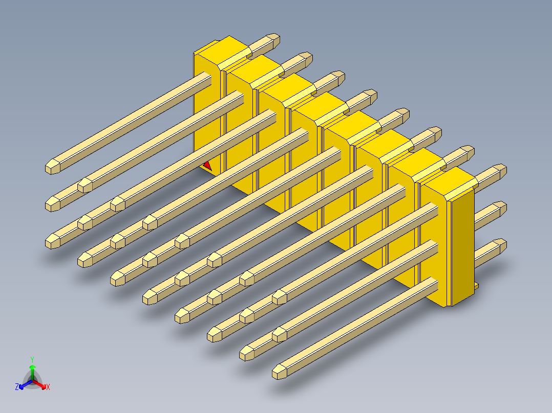 彩色公头100mil（2.54mm）系列-DS1021_yellow_3x08p_100mil_Type5_rev1.0主视图