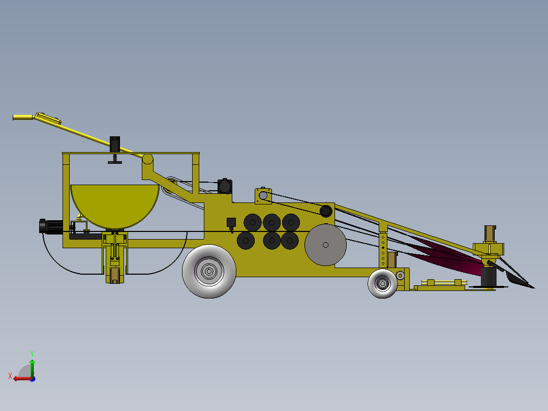韭菜收割打捆一体机三维SW模型后视图