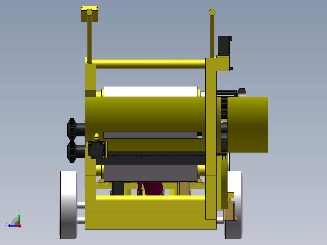 韭菜收割打捆一体机三维SW模型右视图