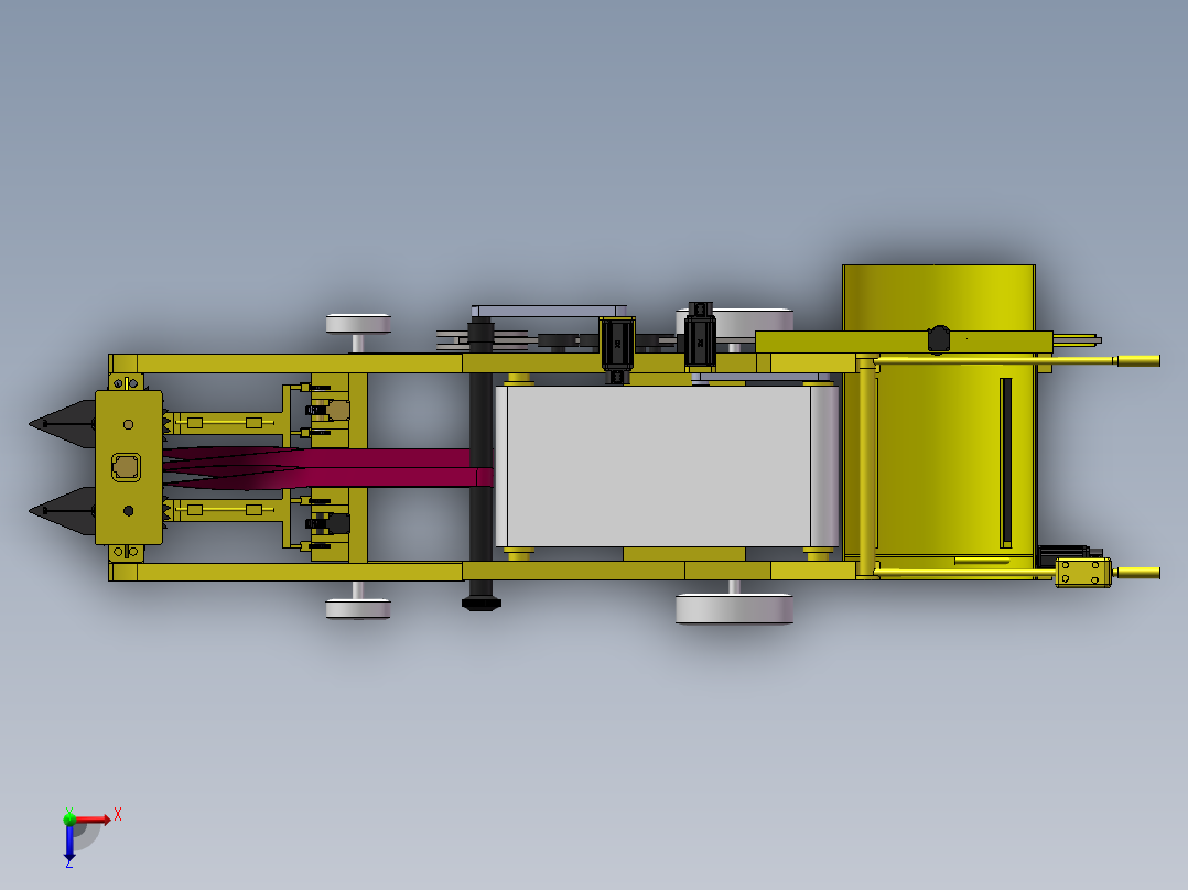 韭菜收割打捆一体机三维SW模型俯视图