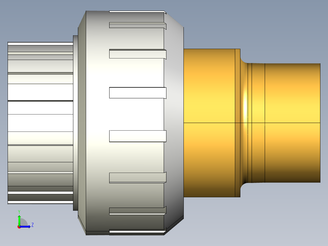 7BIROC 适配器会在PVC-U 黄铜溶剂焊接插座D和BSP螺纹铜管公端R O型圈橡胶左视图