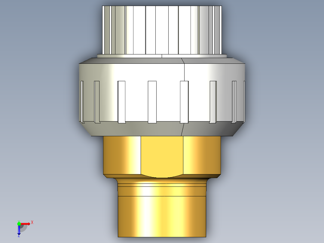 7BIROC 适配器会在PVC-U 黄铜溶剂焊接插座D和BSP螺纹铜管公端R O型圈橡胶俯视图