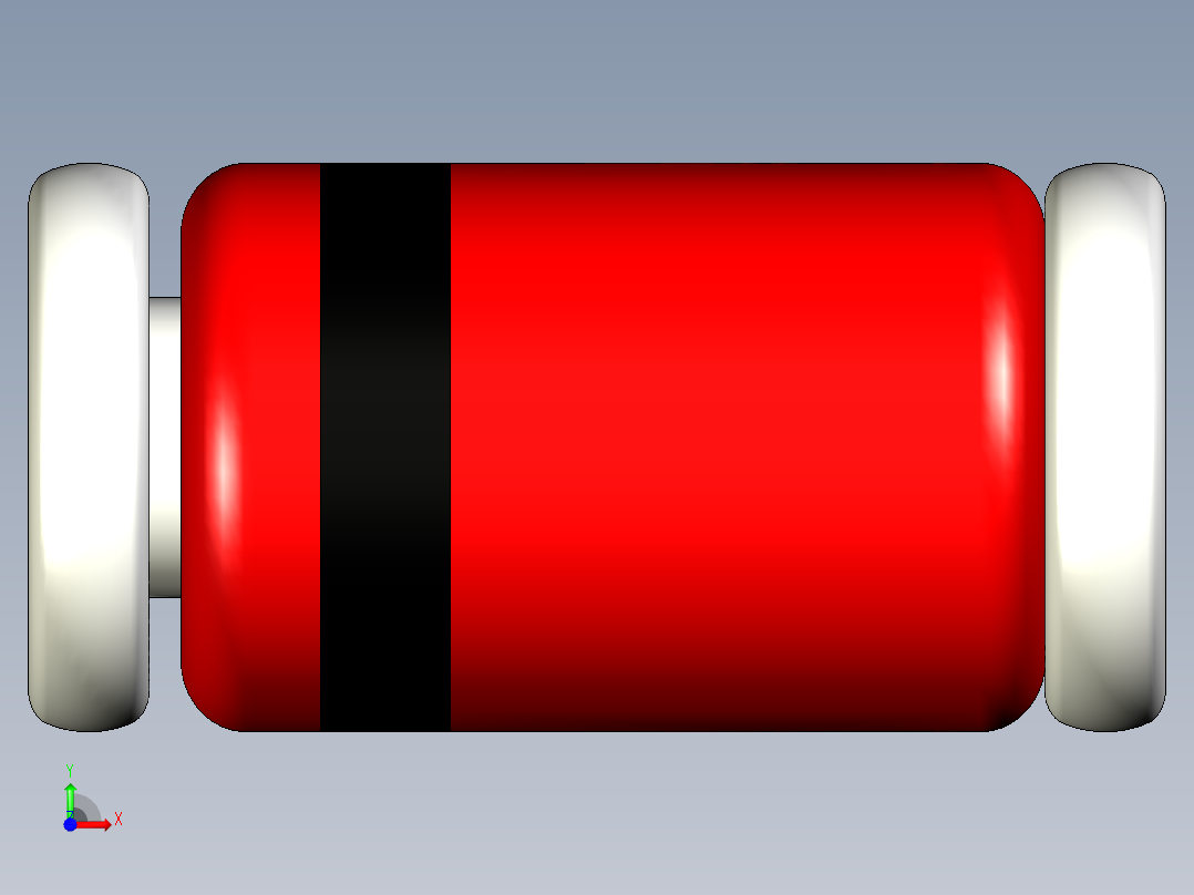 用于二极管或齐纳二极管的MELF或DO-213AB SMD外壳，5.2-D2.6毫米前视图