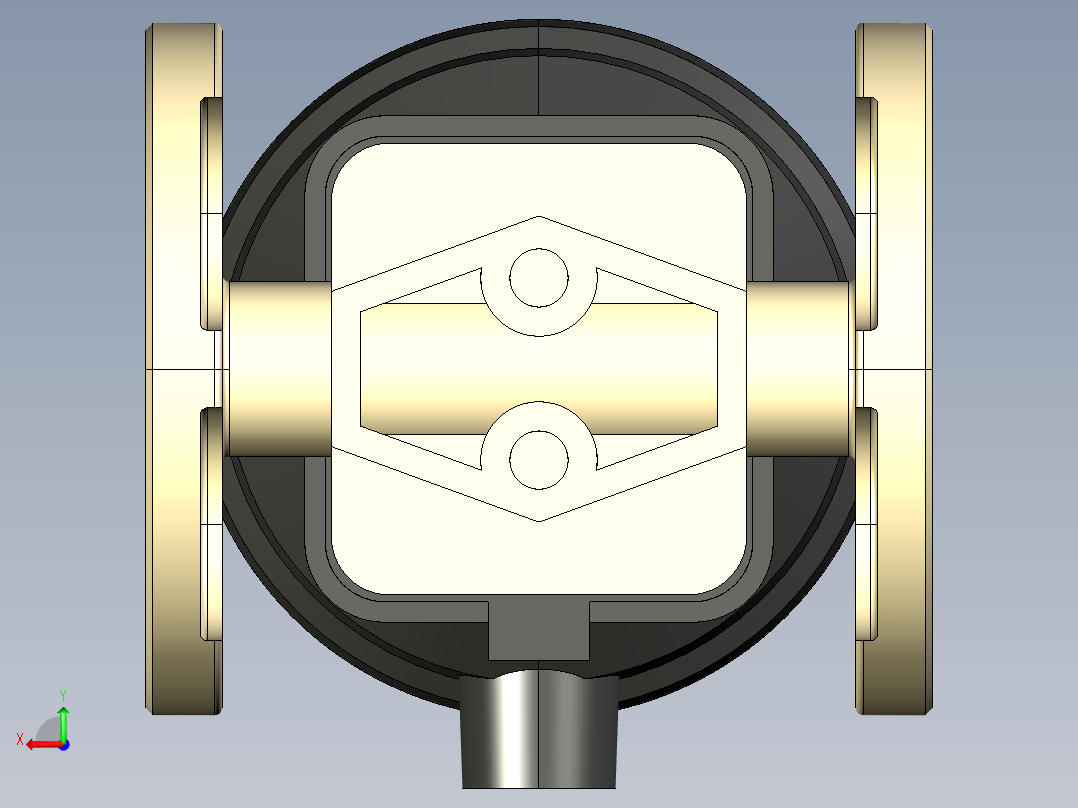 12DKOAMCP NO 气动隔膜阀常开，固定法兰，钻孔ANSI B16.5条款150 FF PP-H后视图