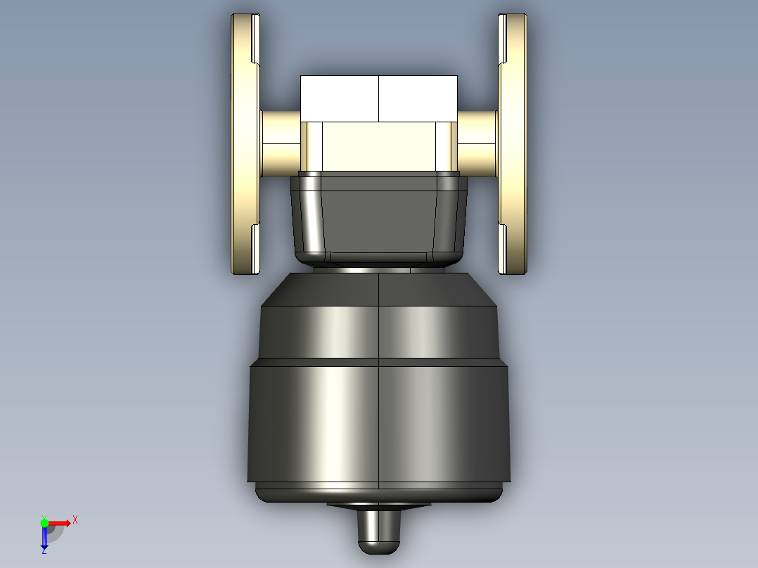 12DKOAMCP NO 气动隔膜阀常开，固定法兰，钻孔ANSI B16.5条款150 FF PP-H俯视图