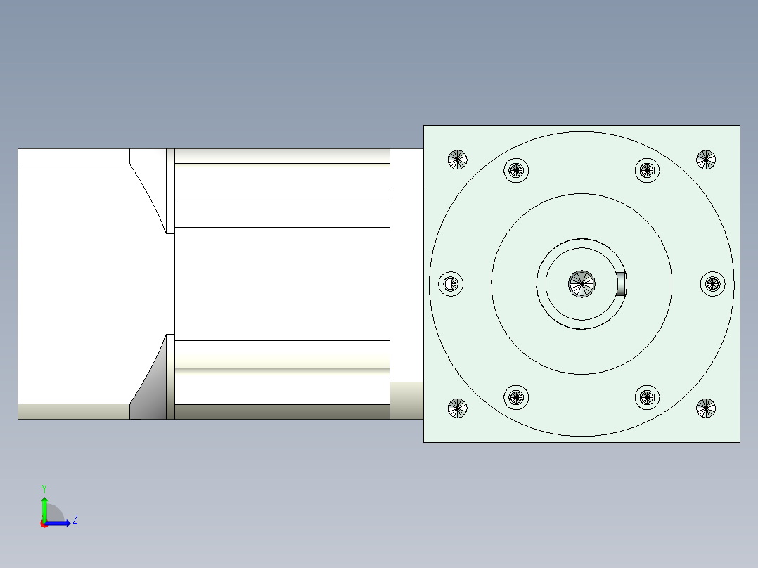 换向器PW140双轴 PLX120-L2 22-110-145-M8.stp左视图