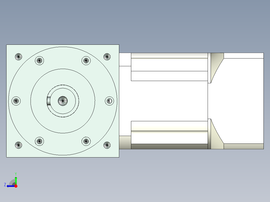 换向器PW140双轴 PLX120-L2 22-110-145-M8.stp右视图