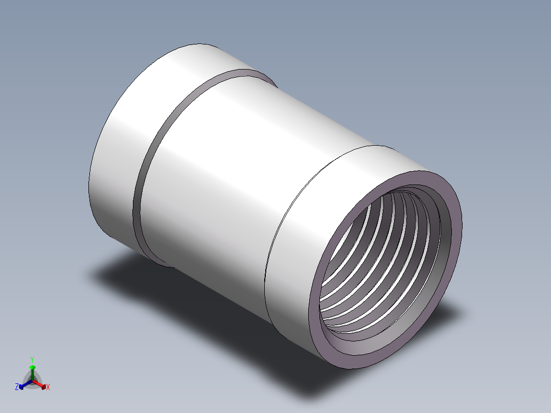 管箍-等径有边 DN10正等轴测图