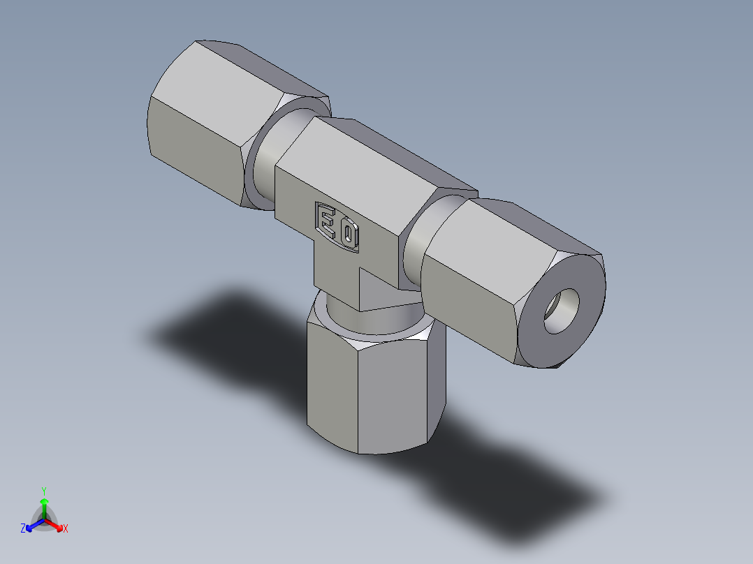 卡套式工业通用硬管接头EO_Union_tee_T04LL71主视图