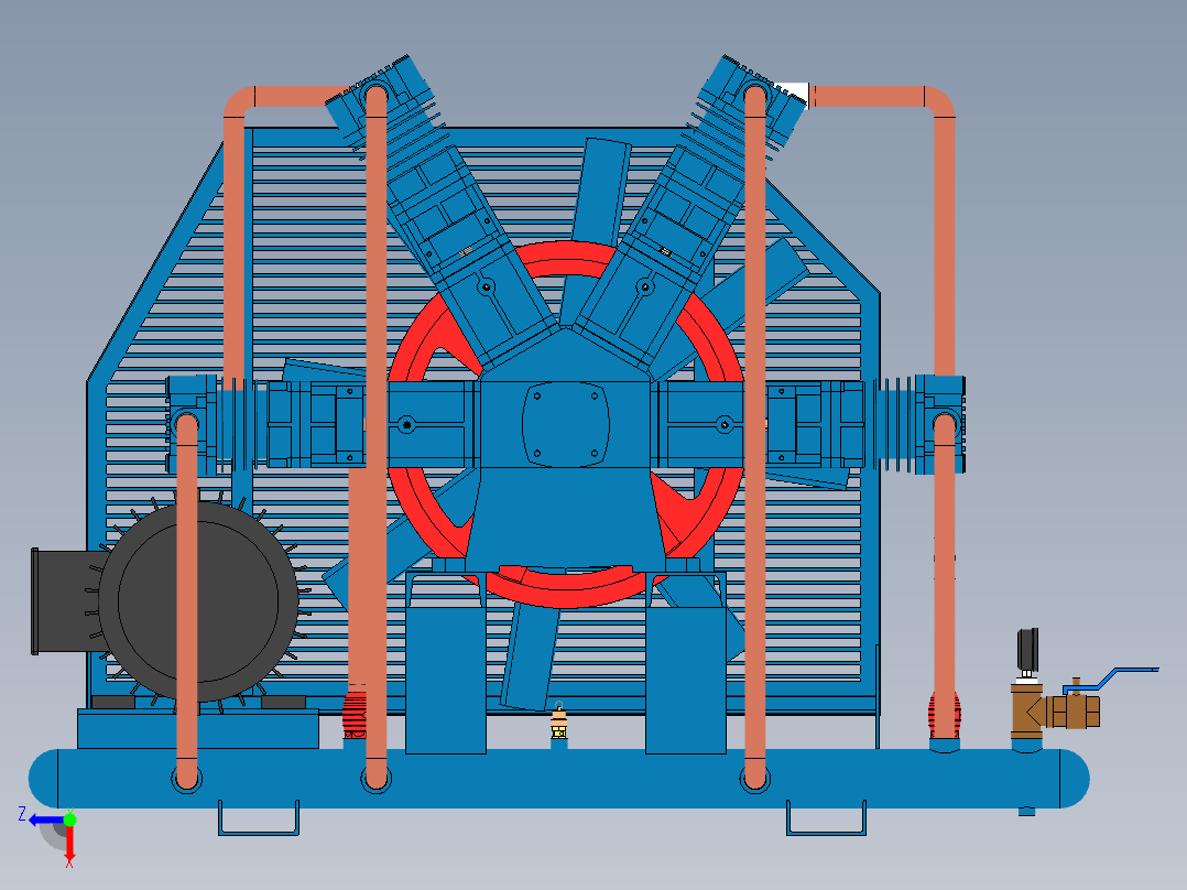 四列双压力控制往复式空压机前视图