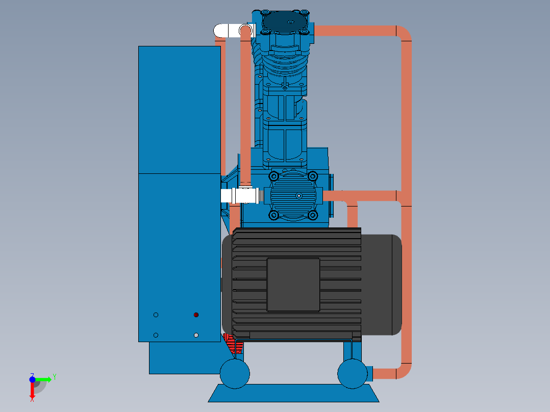 四列双压力控制往复式空压机左视图